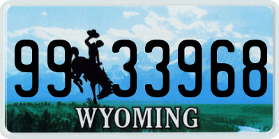 WY license plate 9933968