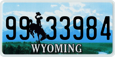 WY license plate 9933984