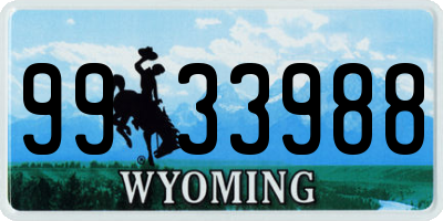 WY license plate 9933988