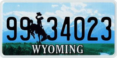WY license plate 9934023
