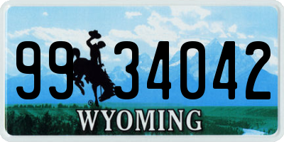 WY license plate 9934042