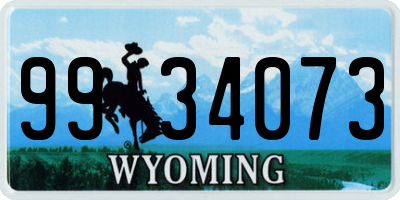 WY license plate 9934073