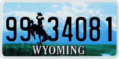 WY license plate 9934081
