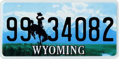 WY license plate 9934082