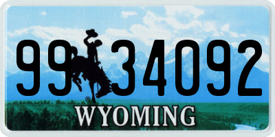 WY license plate 9934092