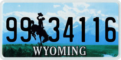 WY license plate 9934116