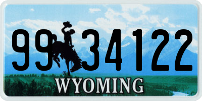 WY license plate 9934122