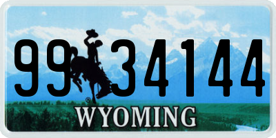 WY license plate 9934144