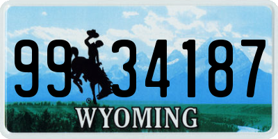 WY license plate 9934187