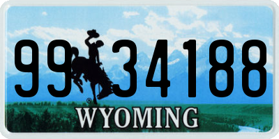 WY license plate 9934188