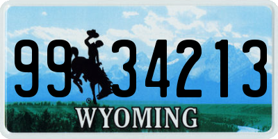 WY license plate 9934213