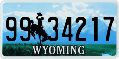 WY license plate 9934217