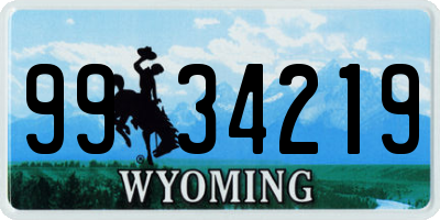 WY license plate 9934219