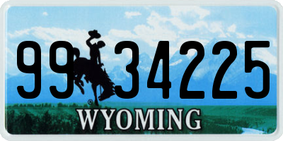 WY license plate 9934225