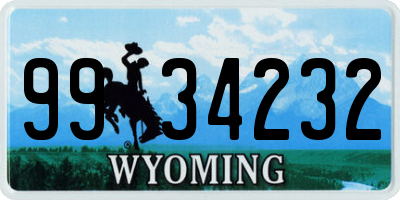 WY license plate 9934232