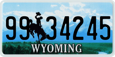 WY license plate 9934245