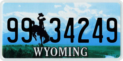 WY license plate 9934249