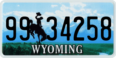 WY license plate 9934258