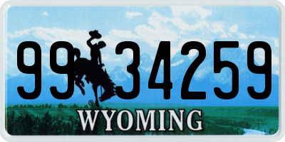 WY license plate 9934259