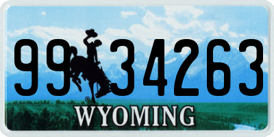 WY license plate 9934263