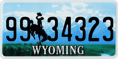WY license plate 9934323
