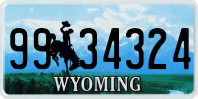 WY license plate 9934324