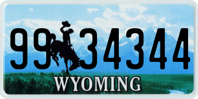 WY license plate 9934344