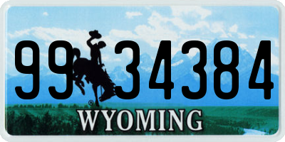 WY license plate 9934384