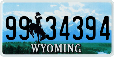 WY license plate 9934394
