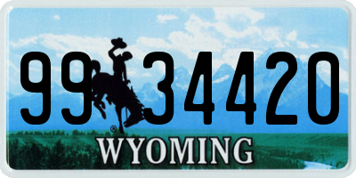 WY license plate 9934420