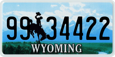 WY license plate 9934422