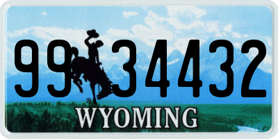 WY license plate 9934432