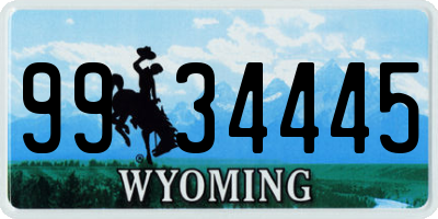 WY license plate 9934445