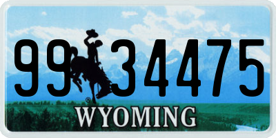 WY license plate 9934475
