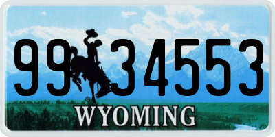 WY license plate 9934553