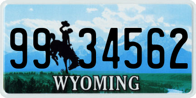 WY license plate 9934562