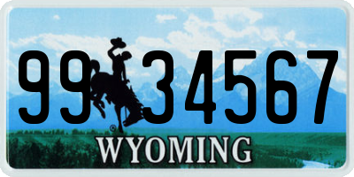 WY license plate 9934567