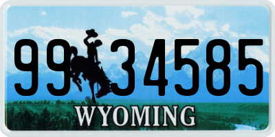 WY license plate 9934585