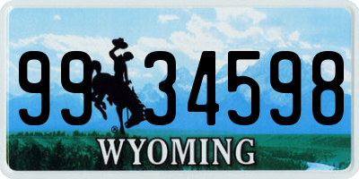 WY license plate 9934598