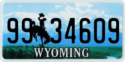 WY license plate 9934609