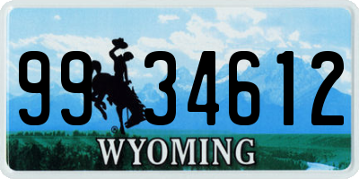 WY license plate 9934612