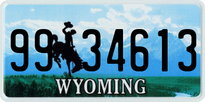 WY license plate 9934613