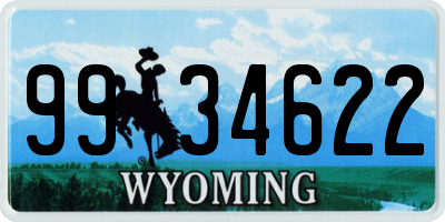 WY license plate 9934622