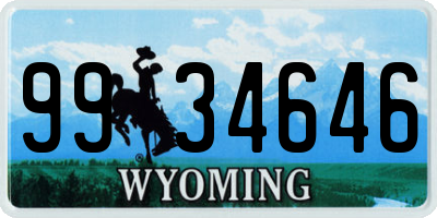 WY license plate 9934646