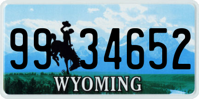 WY license plate 9934652