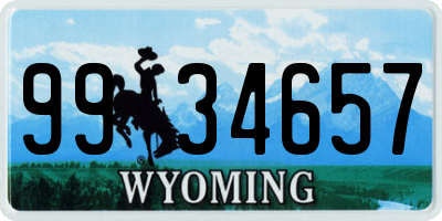 WY license plate 9934657