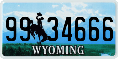 WY license plate 9934666