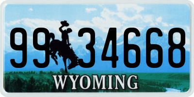 WY license plate 9934668