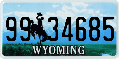 WY license plate 9934685