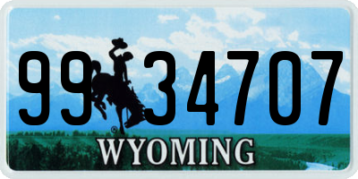 WY license plate 9934707